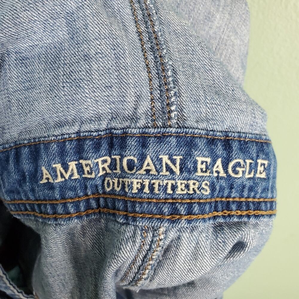 American Eagle Outfitters Distressed Raw Hem Denim Shortalls Size Small - Picture 3 of 10